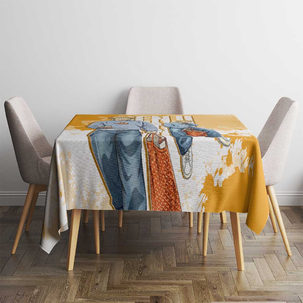 Denji Chainsaw Man Urban Drip Tablecloth Streetwear Anime Vibes in Orange Tones