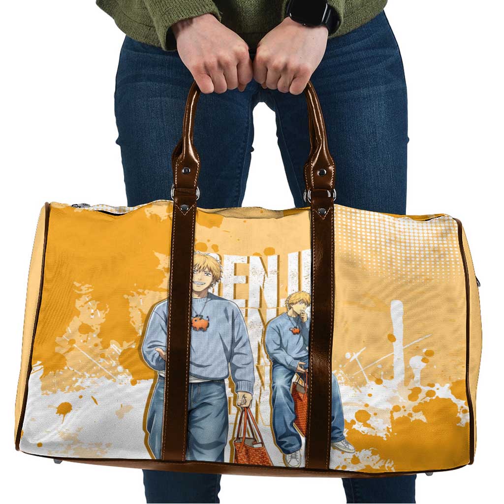 Denji Chainsaw Man Urban Drip Travel Bag Streetwear Anime Vibes in Orange Tones