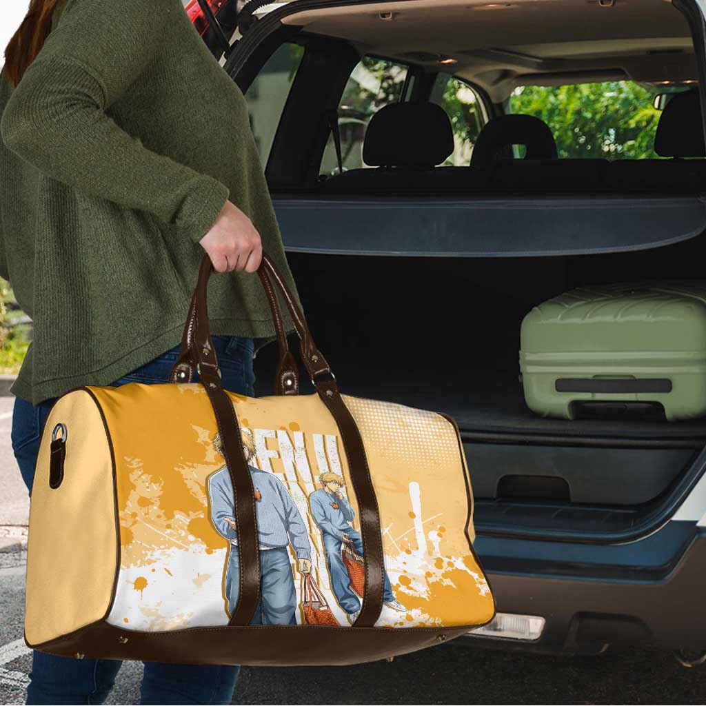 Denji Chainsaw Man Urban Drip Travel Bag Streetwear Anime Vibes in Orange Tones