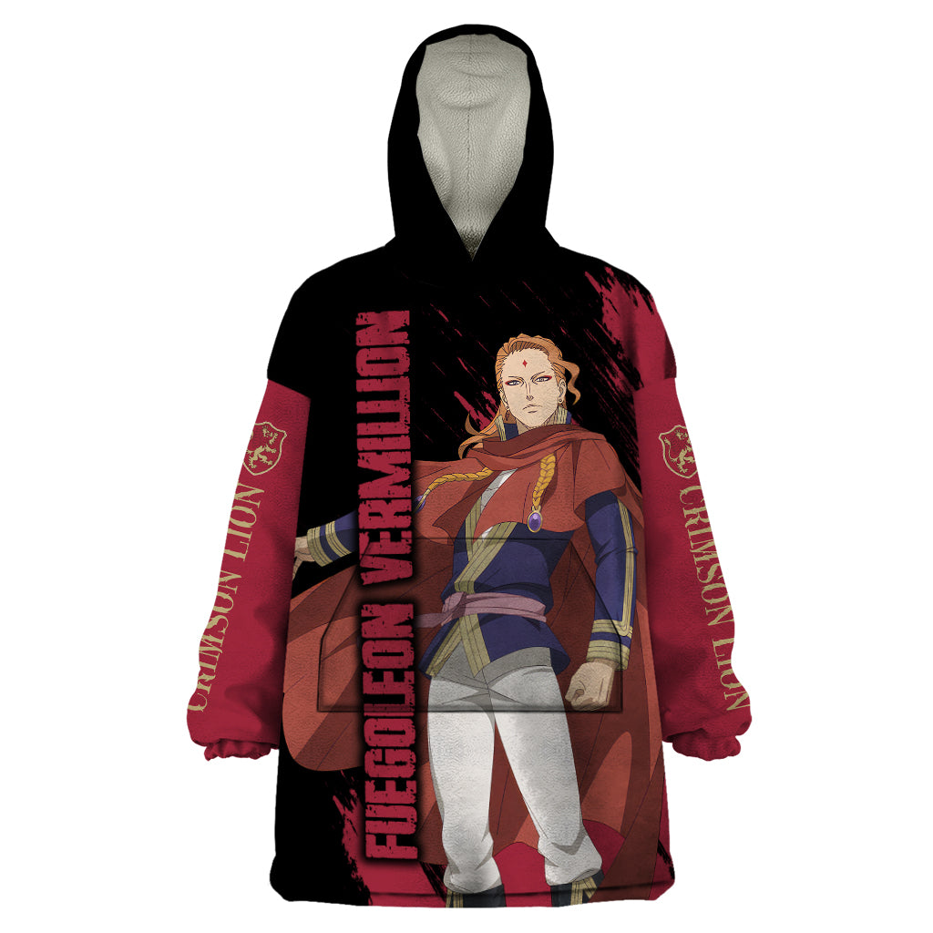 Crimson Lion Fuegoleon Vermillion Wearable Blanket Hoodie Black Clover