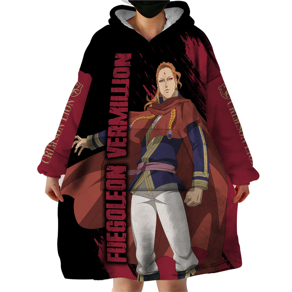 Crimson Lion Fuegoleon Vermillion Wearable Blanket Hoodie Black Clover