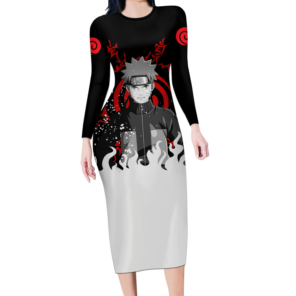 Uzumaki Long Sleeve Bodycon Dress Naruto