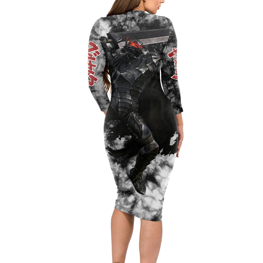 Guts Berserk Long Sleeve Bodycon Dress Grunge Style