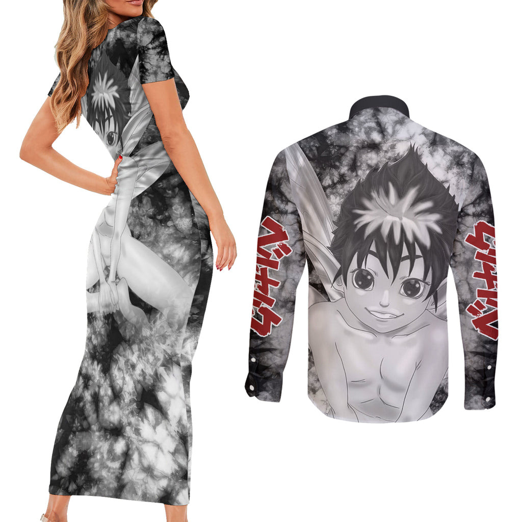 Puck Berserk Couples Matching Short Sleeve Bodycon Dress and Long Sleeve Button Shirt Grunge Style