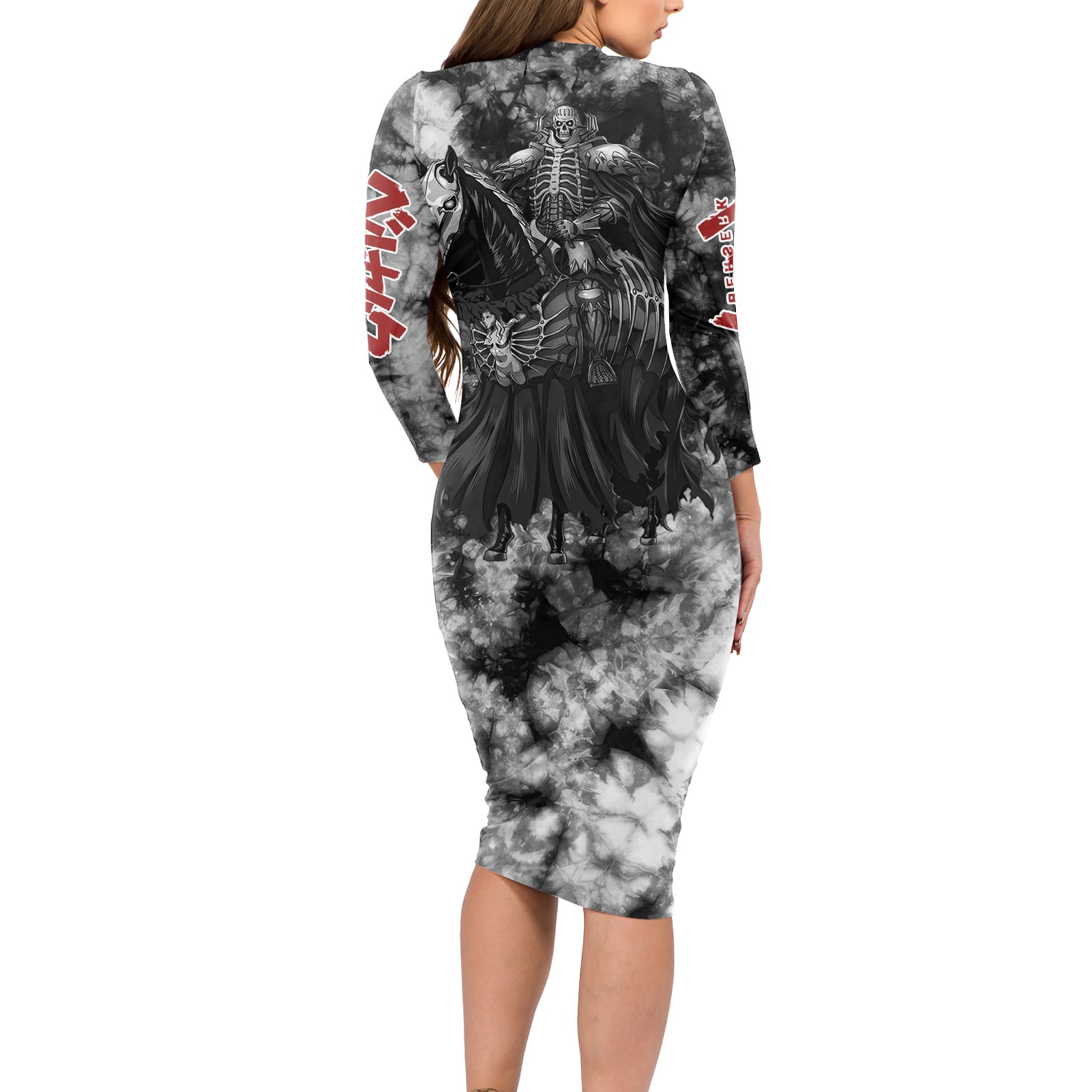 The Skull Knight Berserk Long Sleeve Bodycon Dress Anime Grunge Style
