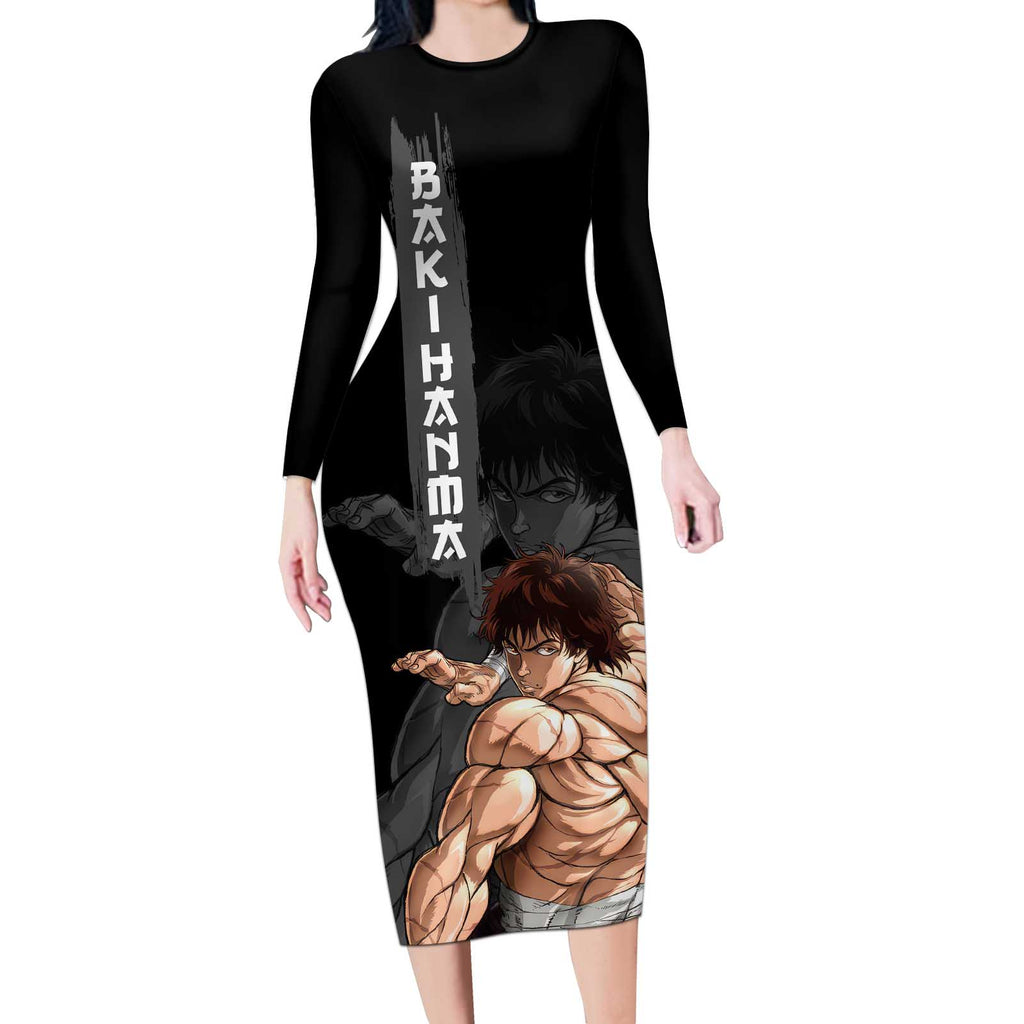 Baki Hanma-Baki Hanma Long Sleeve Bodycon Dress Anime Style