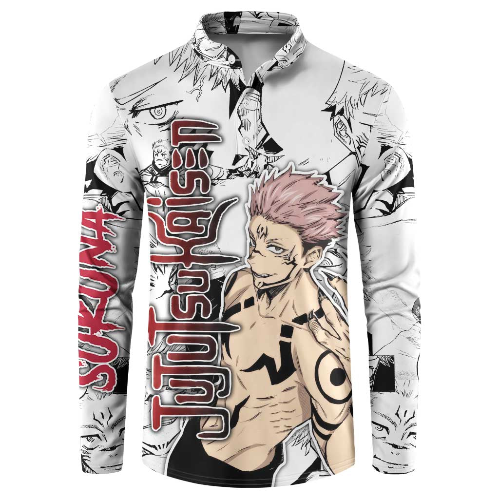 Sukuna - Jujutsu Kaisen Button Sweatshirt Pattern Anime Mix Manga Style