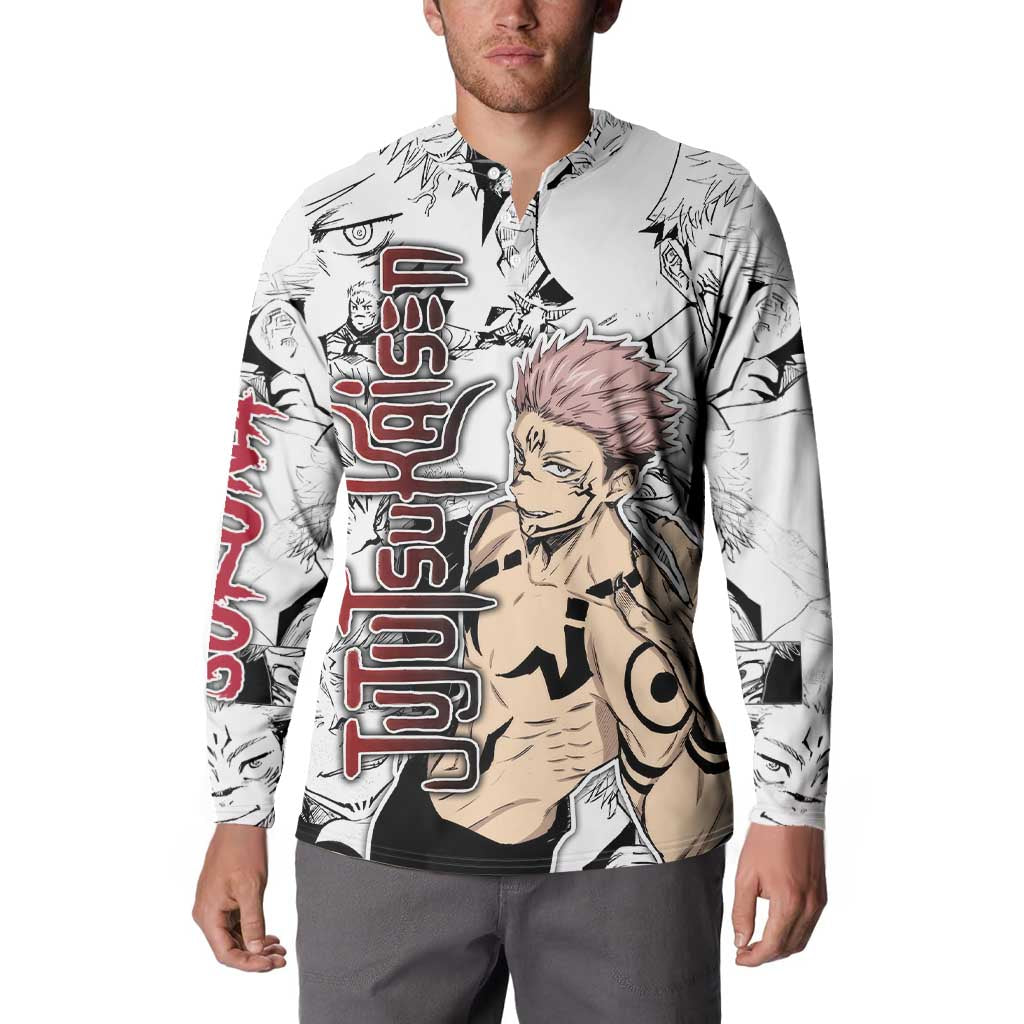 Sukuna - Jujutsu Kaisen Button Sweatshirt Pattern Anime Mix Manga Style