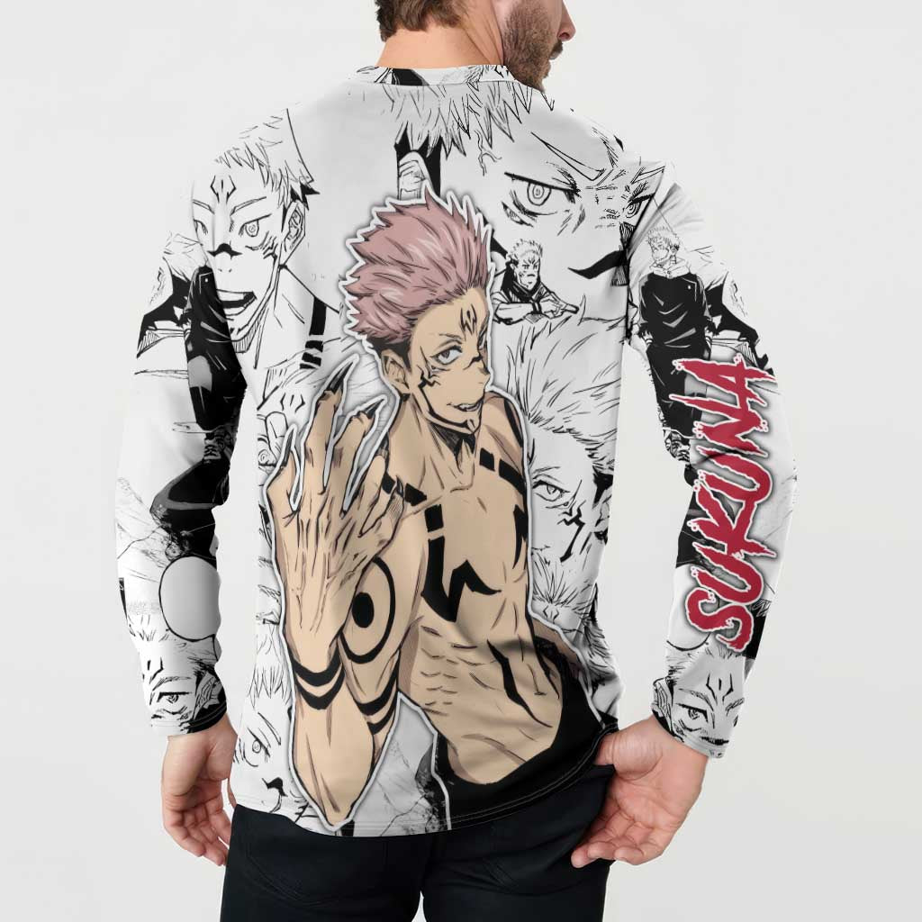 Sukuna - Jujutsu Kaisen Button Sweatshirt Pattern Anime Mix Manga Style