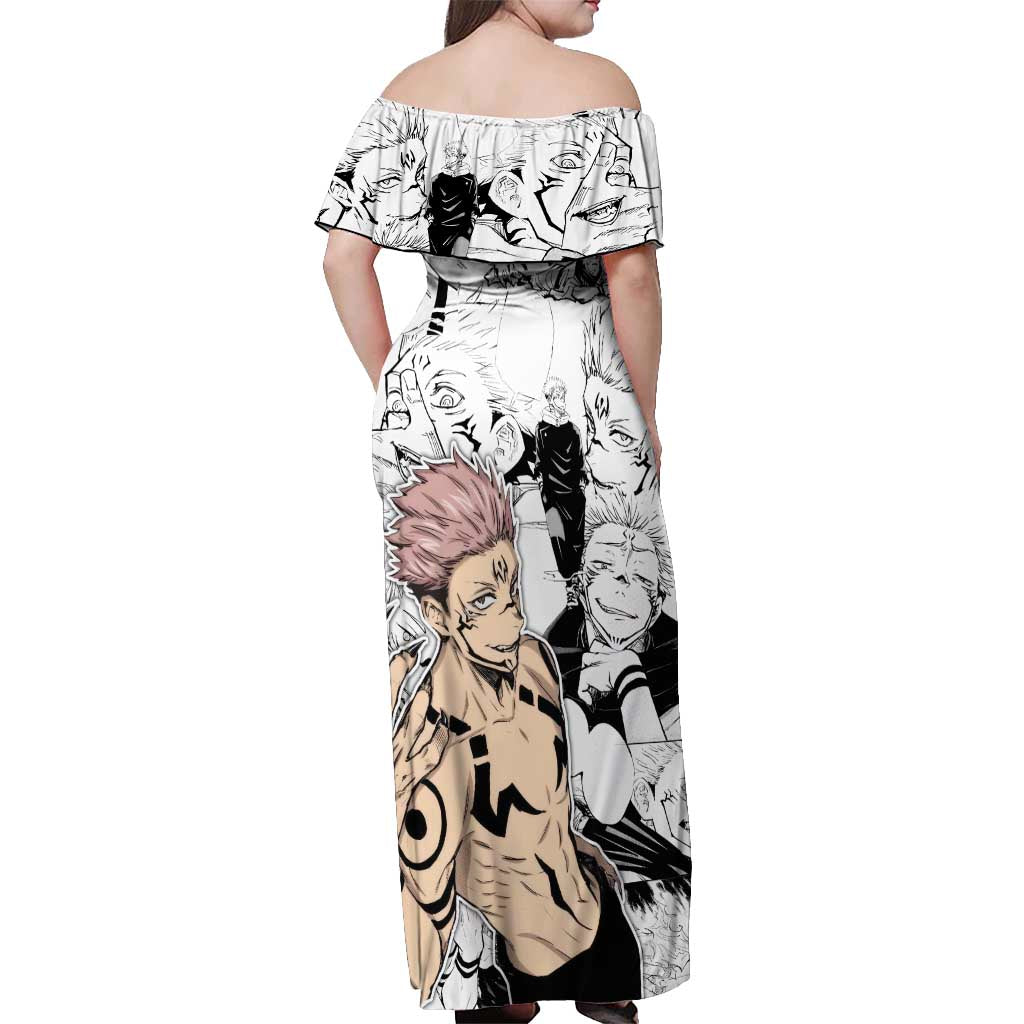 Sukuna - Jujutsu Kaisen Off Shoulder Maxi Dress Pattern Anime Mix Manga Style