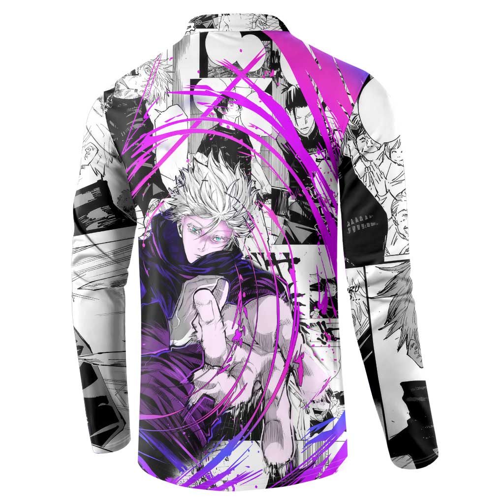 Gojo Satoru - Jujutsu Kaisen Button Sweatshirt Pattern Anime Mix Manga Style