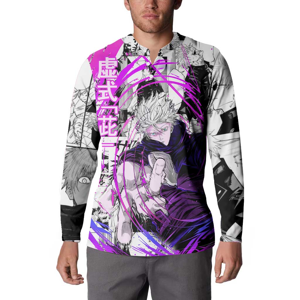 Gojo Satoru - Jujutsu Kaisen Button Sweatshirt Pattern Anime Mix Manga Style