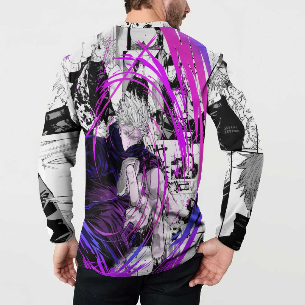 Gojo Satoru - Jujutsu Kaisen Button Sweatshirt Pattern Anime Mix Manga Style