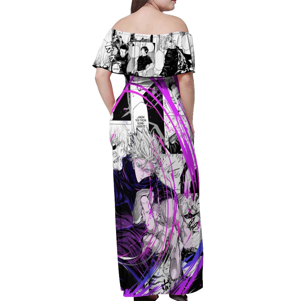 Gojo Satoru - Jujutsu Kaisen Off Shoulder Maxi Dress Pattern Anime Mix Manga Style