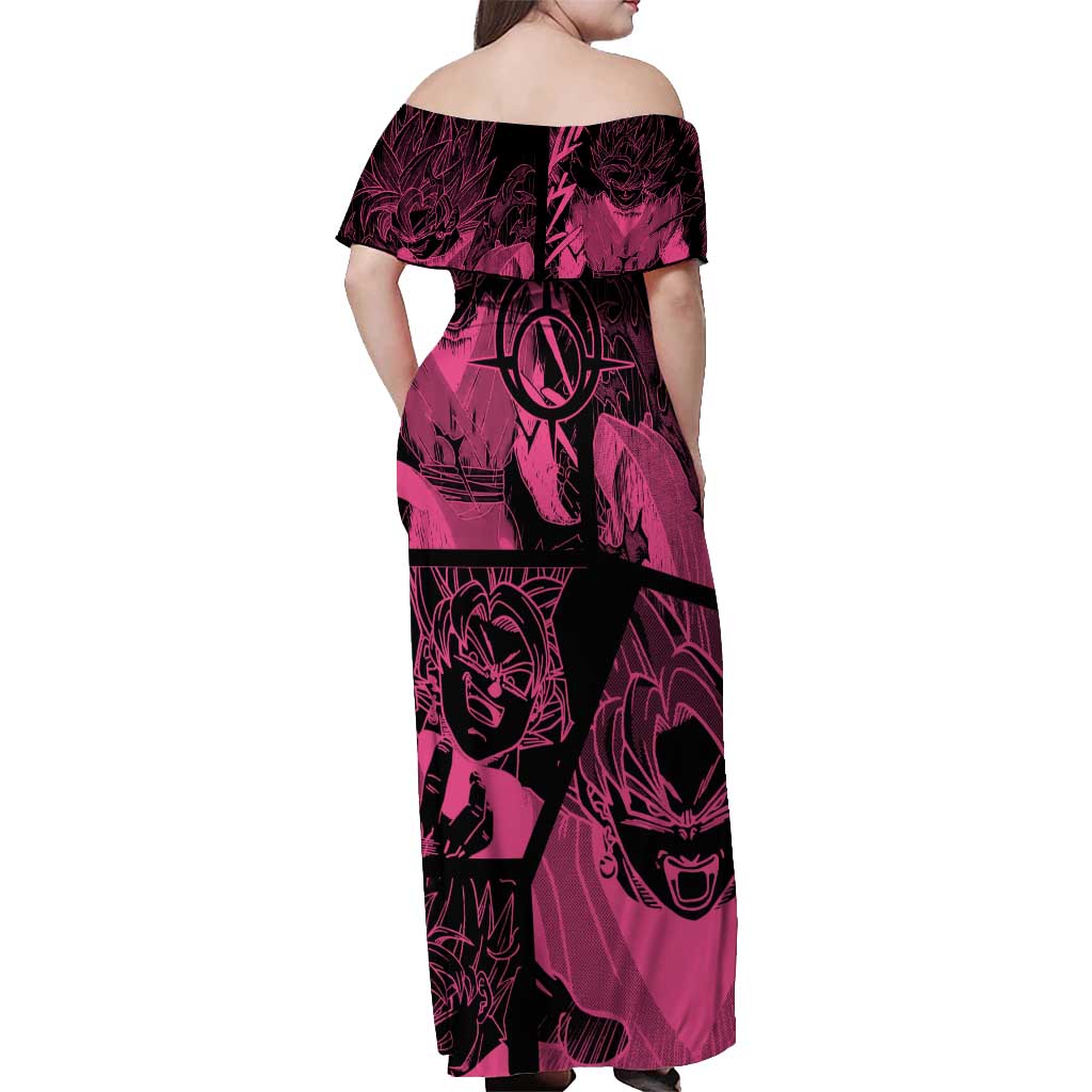 Goku Black Rose - Dragon Ball Off Shoulder Maxi Dress Pattern Anime Mix Manga Style