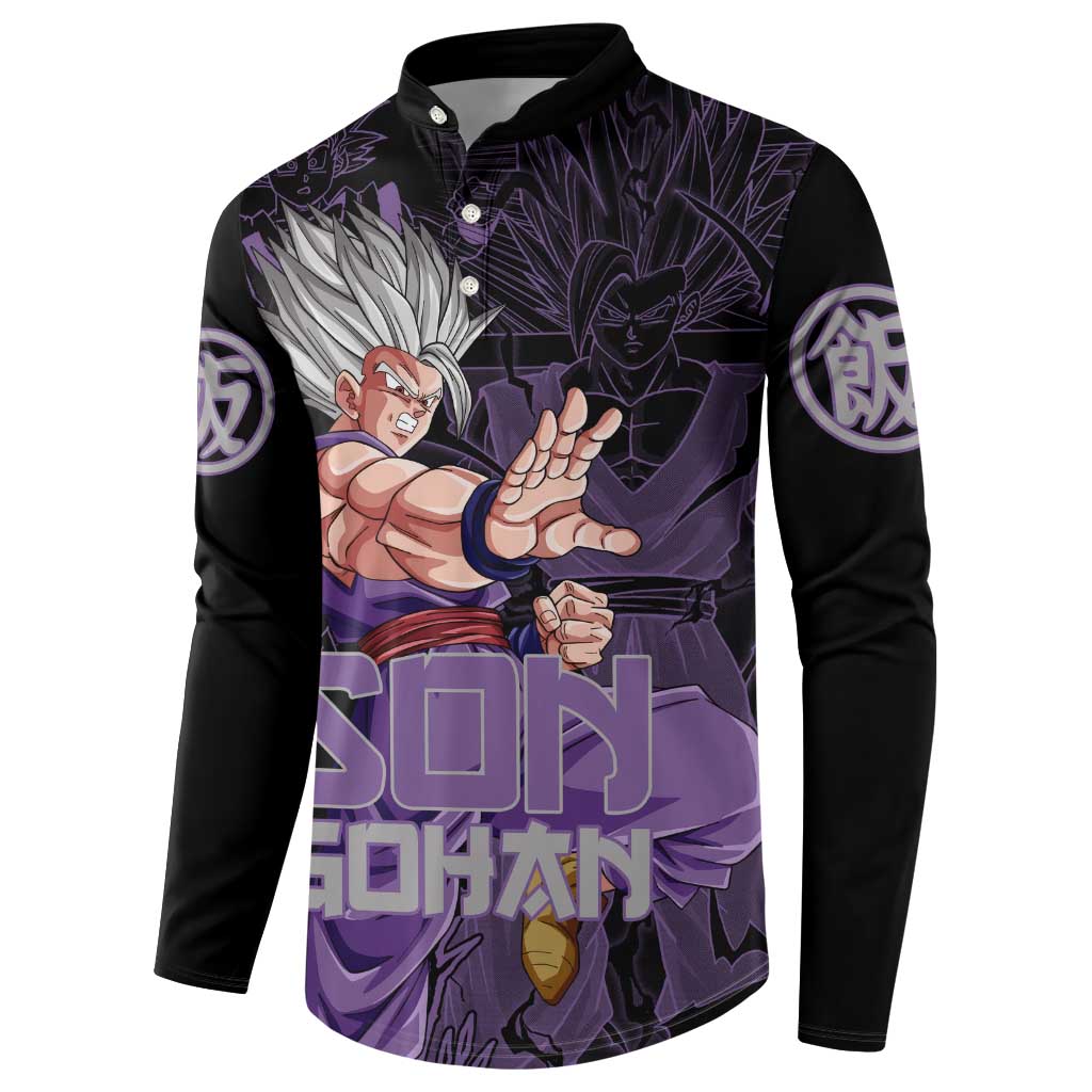 Son Gohan - Dragon Ball Button Sweatshirt Pattern Anime Mix Manga Style