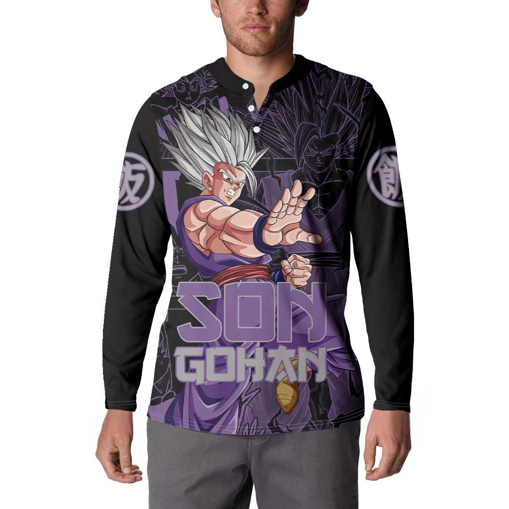 Son Gohan - Dragon Ball Button Sweatshirt Pattern Anime Mix Manga Style
