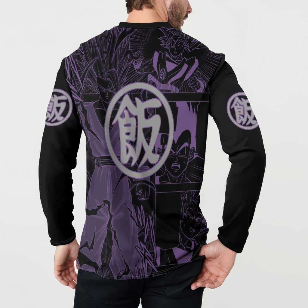 Son Gohan - Dragon Ball Button Sweatshirt Pattern Anime Mix Manga Style