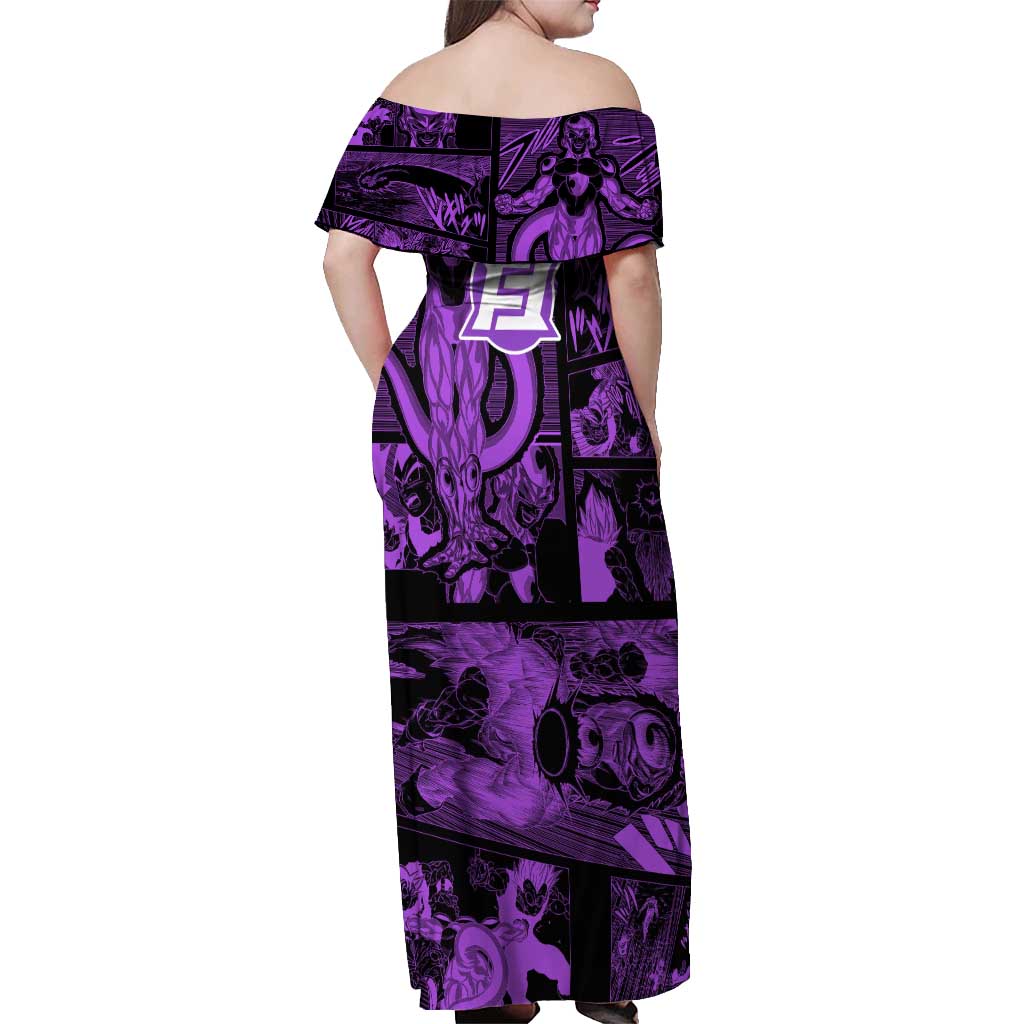 Frieza - Dragon Ball Off Shoulder Maxi Dress Pattern Anime Mix Manga Style