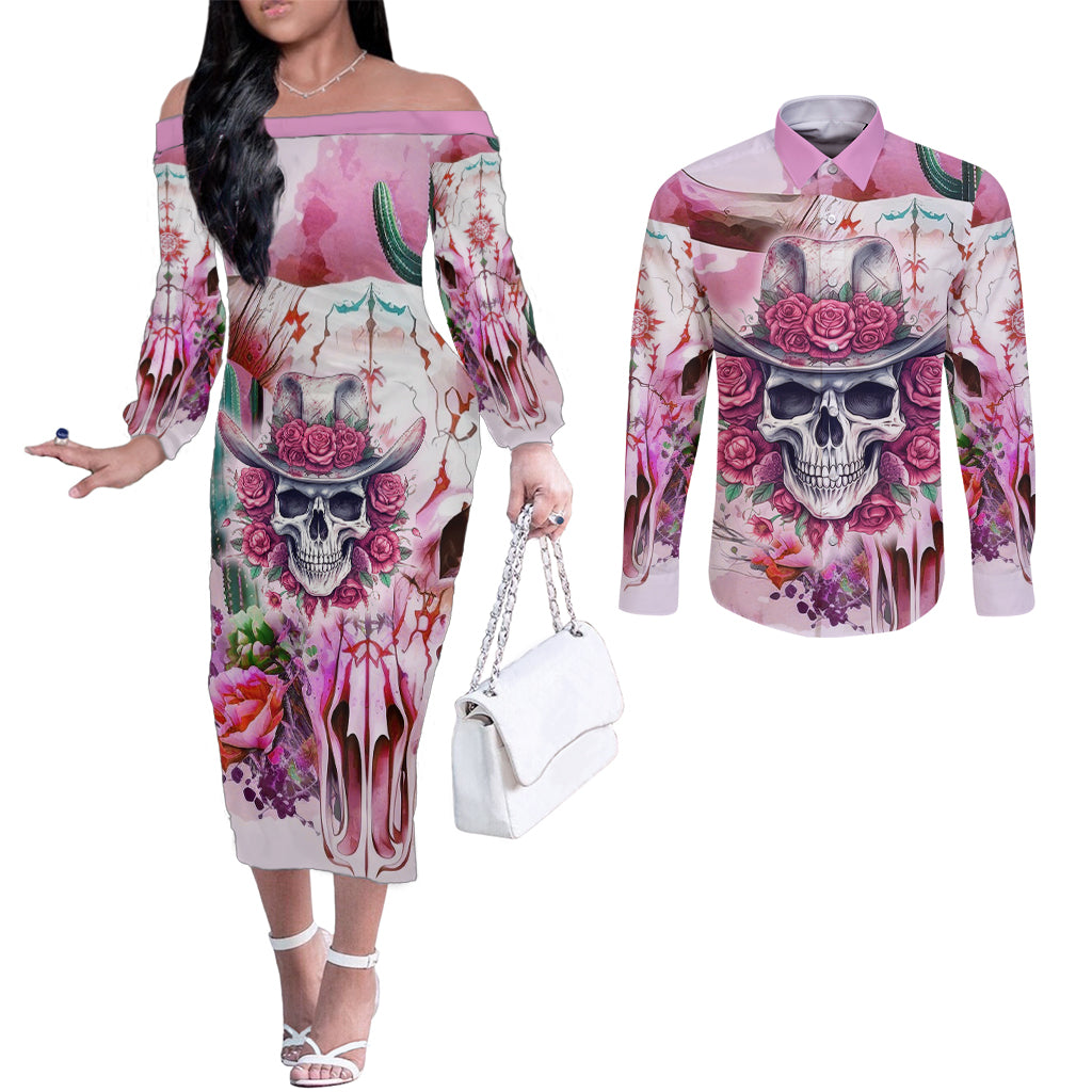 i-may-not-be-perfect-but-at-least-i-am-not-fake-skull-couples-matching-off-the-shoulder-long-sleeve-dress-and-long-sleeve-button-shirts