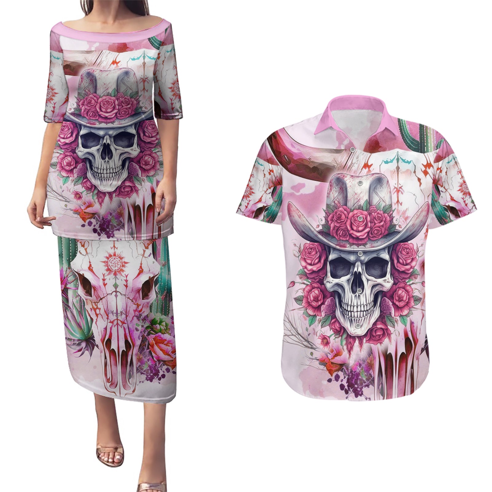 i-may-not-be-perfect-but-at-least-i-am-not-fake-skull-couples-matching-puletasi-dress-and-hawaiian-shirt