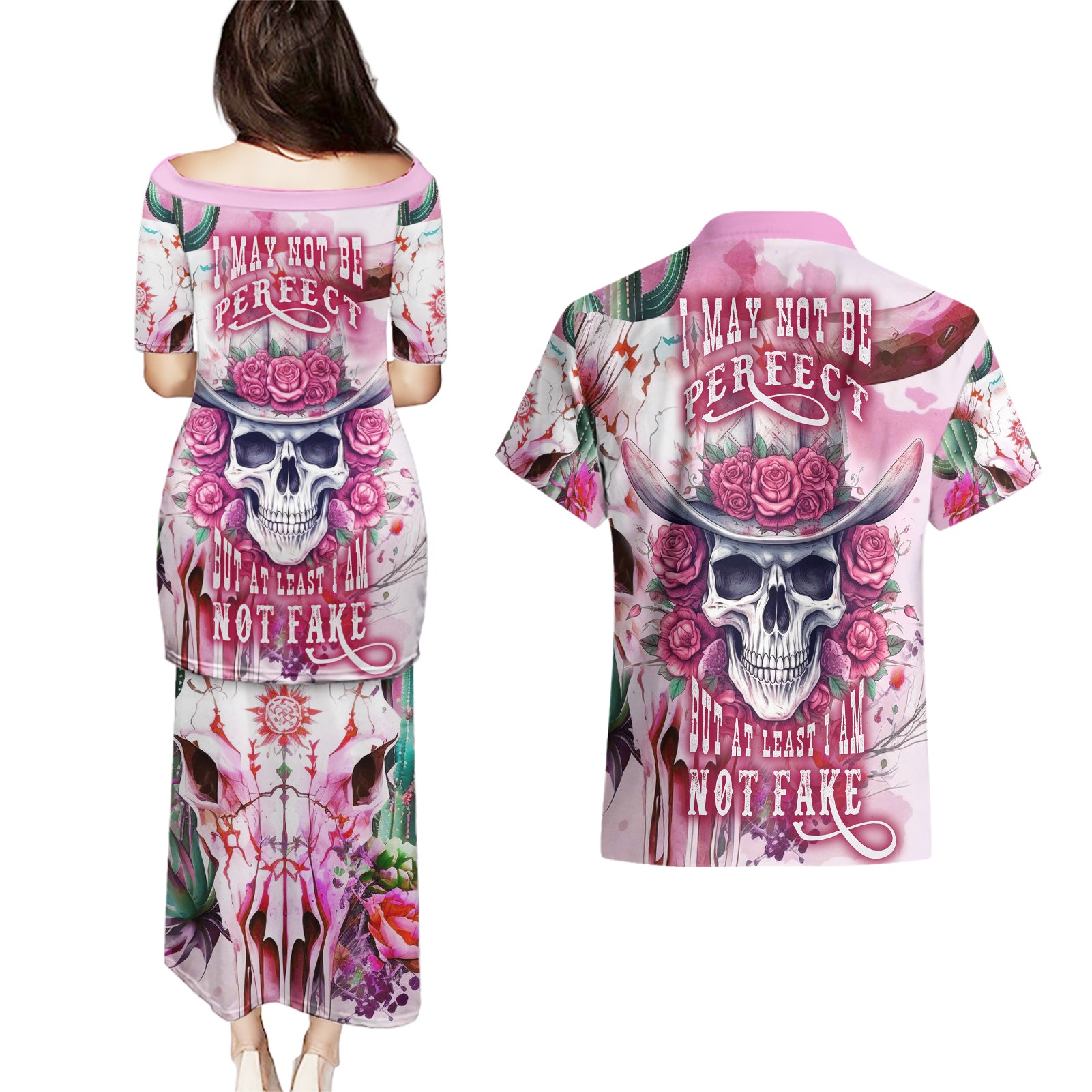 i-may-not-be-perfect-but-at-least-i-am-not-fake-skull-couples-matching-puletasi-dress-and-hawaiian-shirt