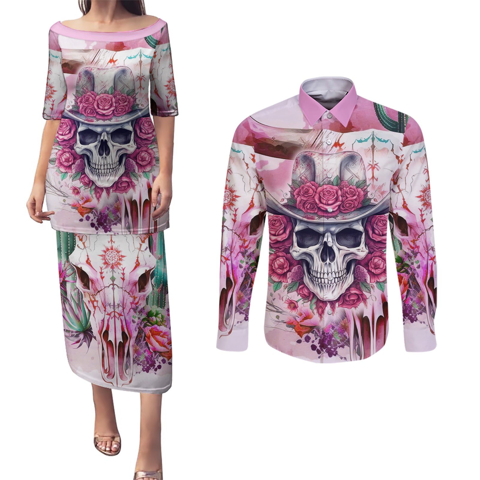 i-may-not-be-perfect-but-at-least-i-am-not-fake-skull-couples-matching-puletasi-dress-and-long-sleeve-button-shirts