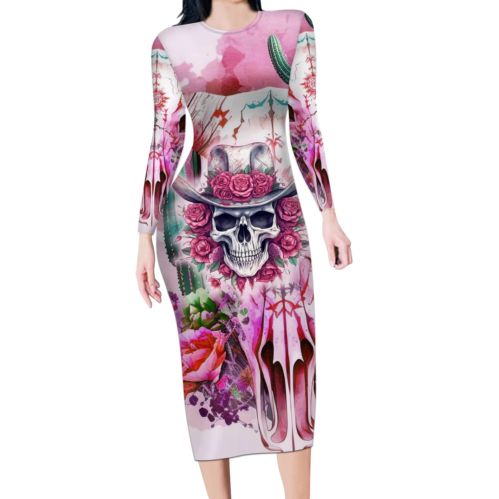 i-may-not-be-perfect-but-at-least-i-am-not-fake-skull-long-sleeve-bodycon-dress