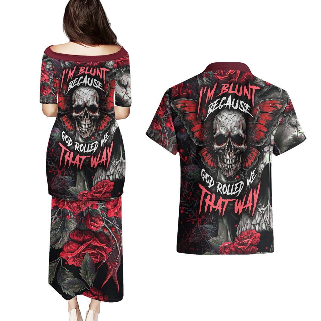 im-blunt-because-god-rolled-me-that-way-skull-couples-matching-puletasi-dress-and-hawaiian-shirt
