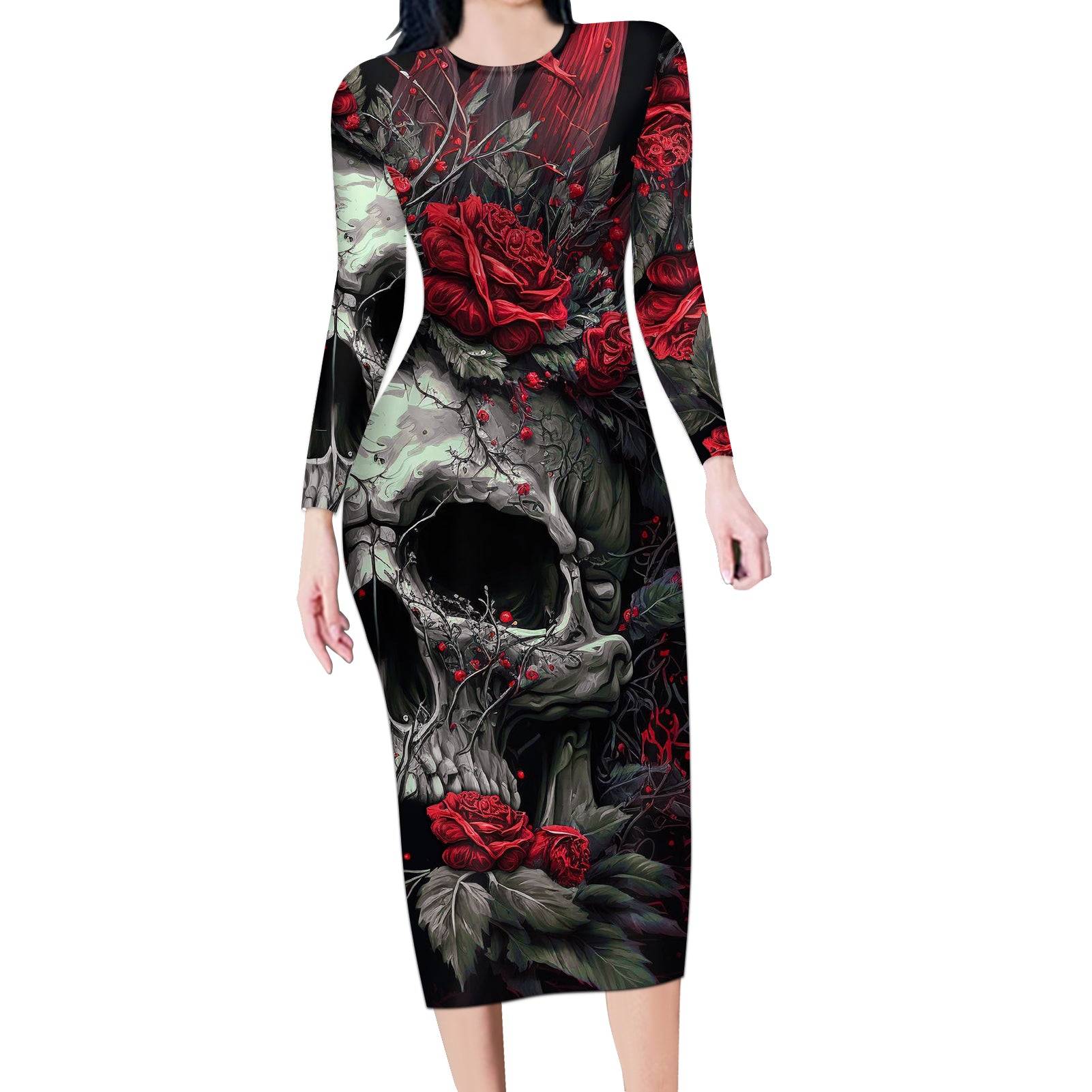 im-blunt-because-god-rolled-me-that-way-skull-long-sleeve-bodycon-dress