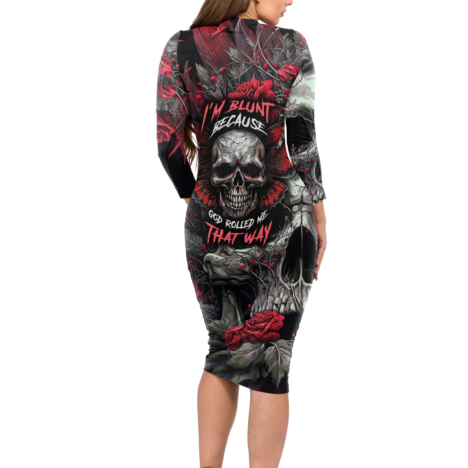 im-blunt-because-god-rolled-me-that-way-skull-long-sleeve-bodycon-dress