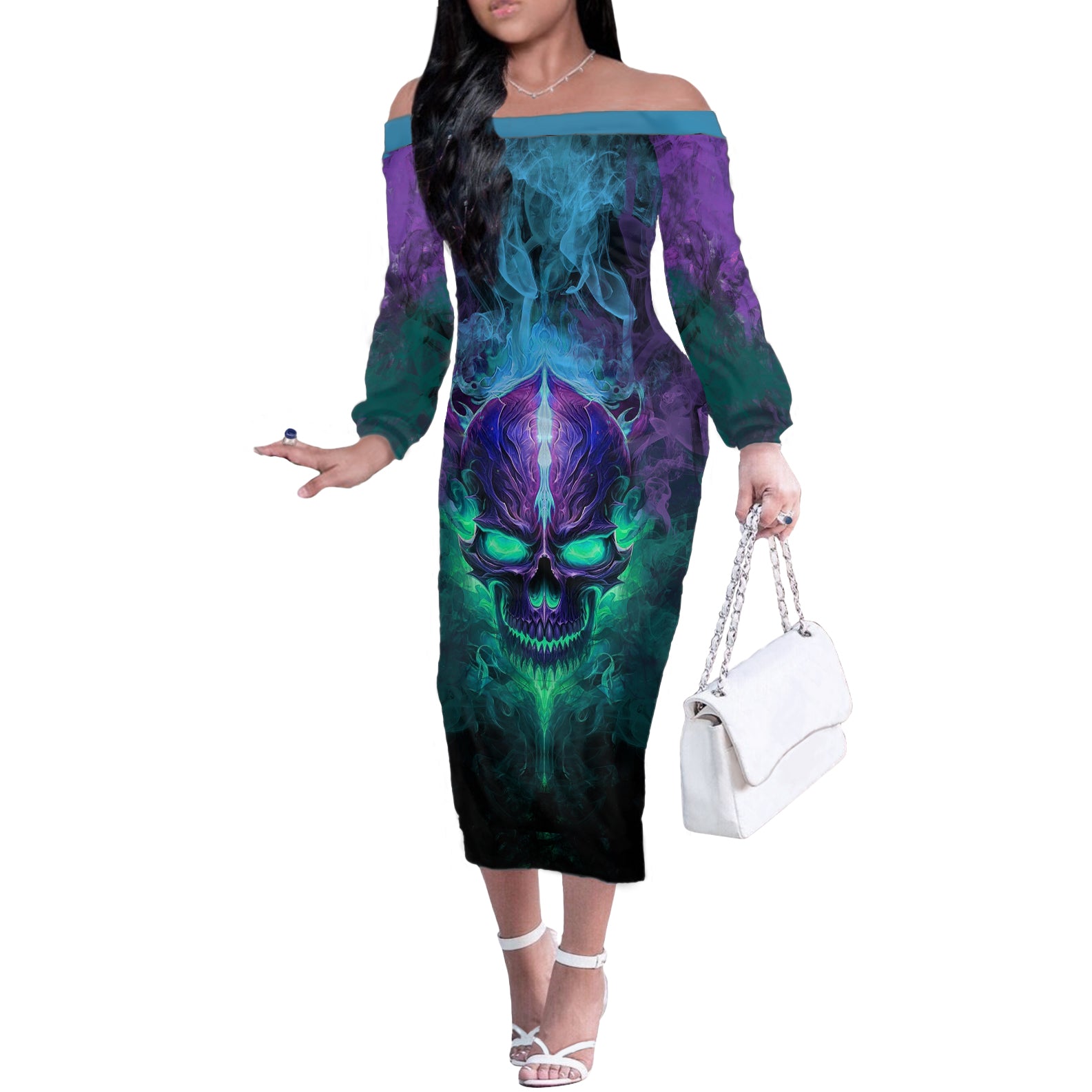 you-my-friend-should-have-been-swallowed-skull-off-the-shoulder-long-sleeve-dress