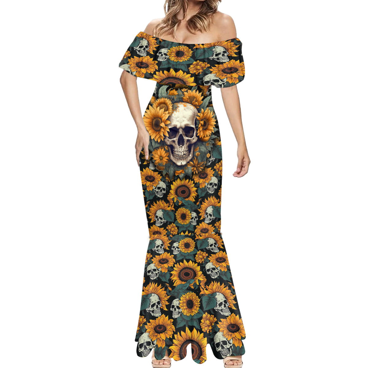 shine-like-a-sunflower-skull-mermaid-dress