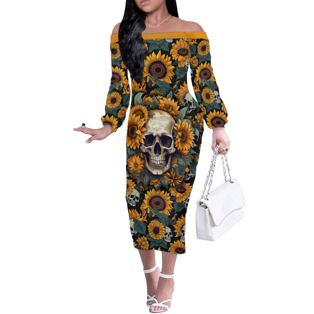 shine-like-a-sunflower-skull-off-the-shoulder-long-sleeve-dress