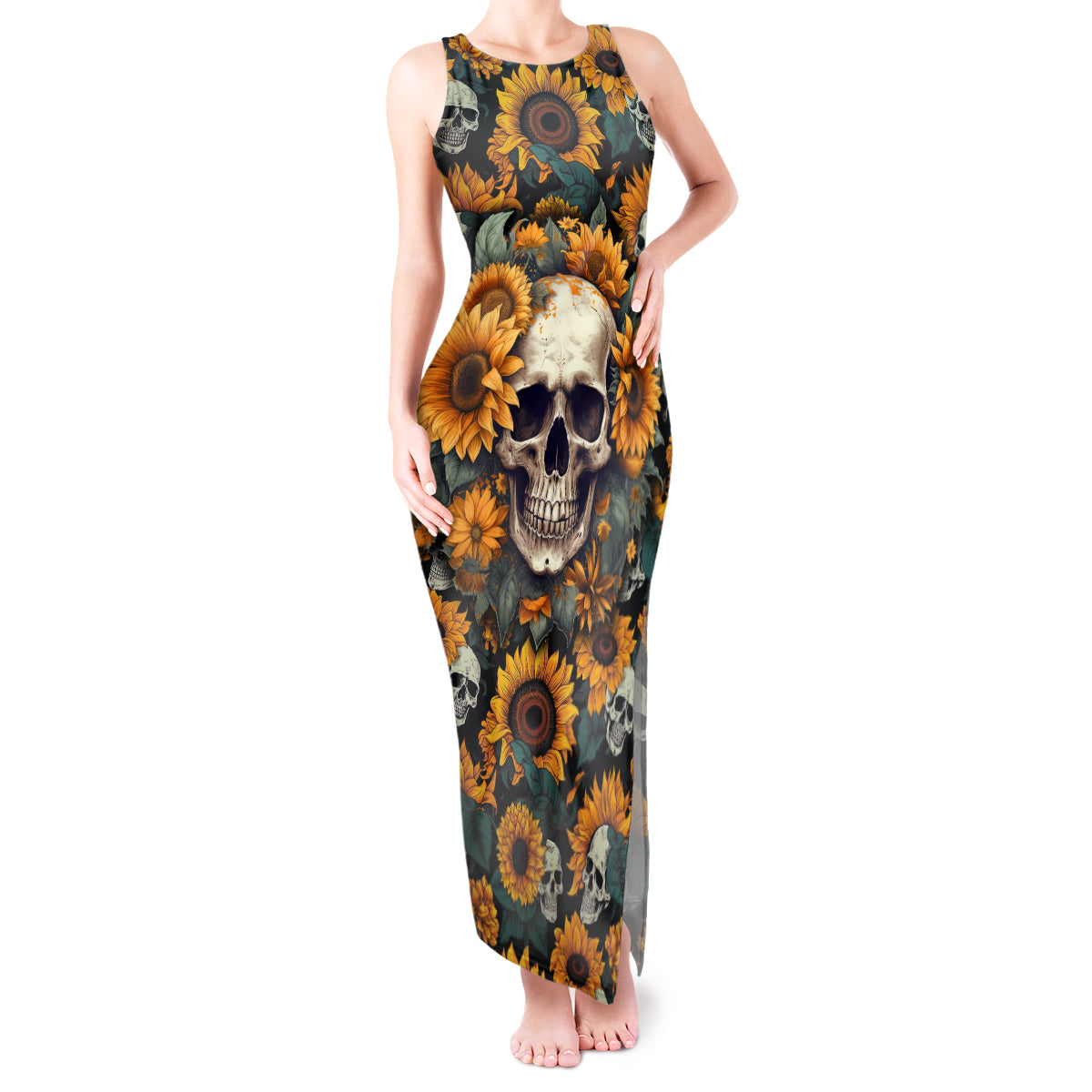shine-like-a-sunflower-skull-tank-maxi-dress