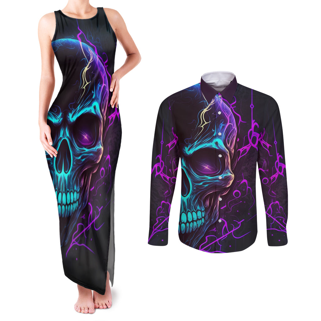 music-is-my-only-friend-skull-couples-matching-tank-maxi-dress-and-long-sleeve-button-shirts