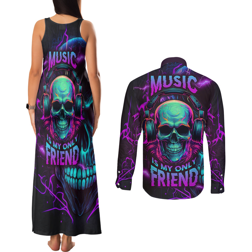 music-is-my-only-friend-skull-couples-matching-tank-maxi-dress-and-long-sleeve-button-shirts