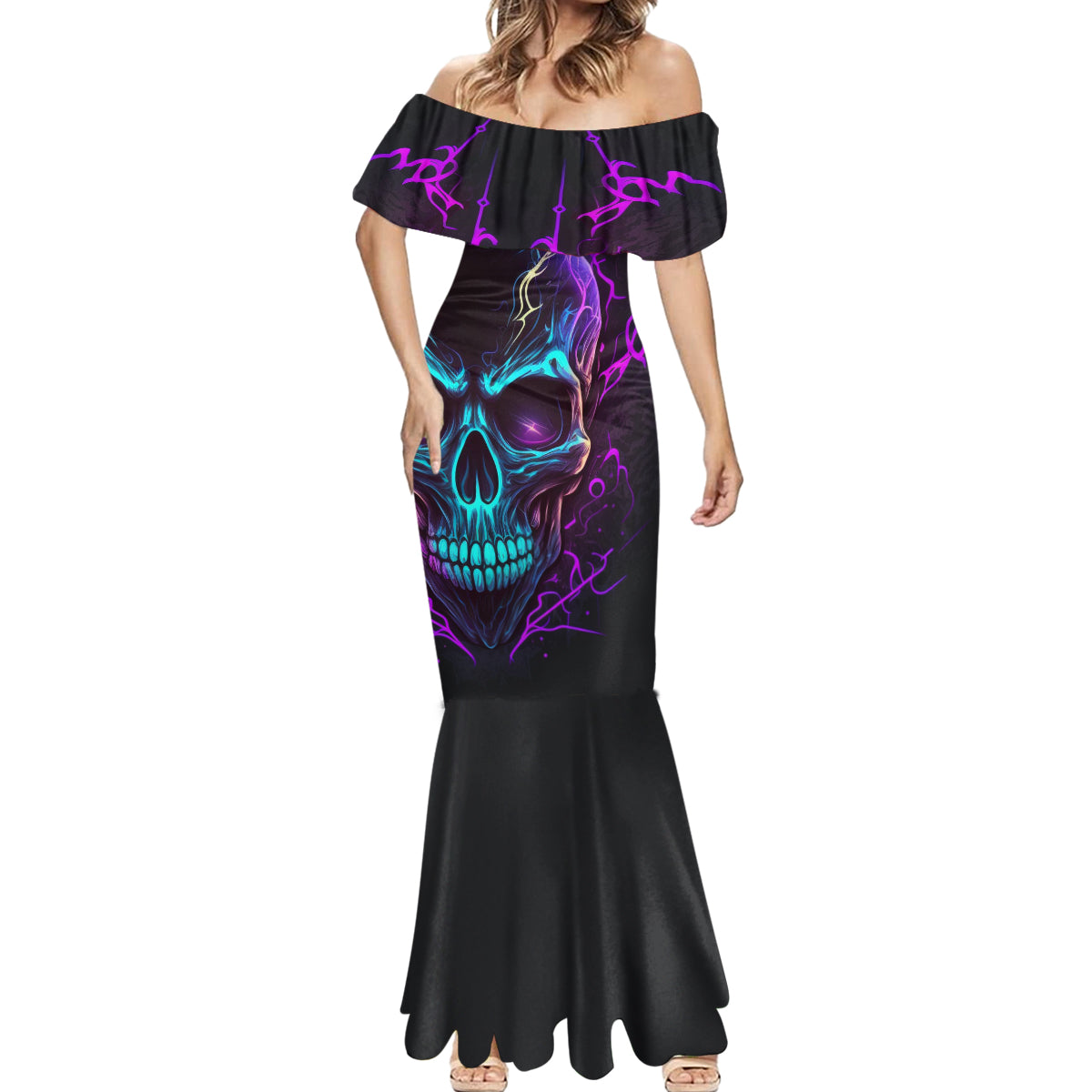 music-is-my-only-friend-skull-mermaid-dress