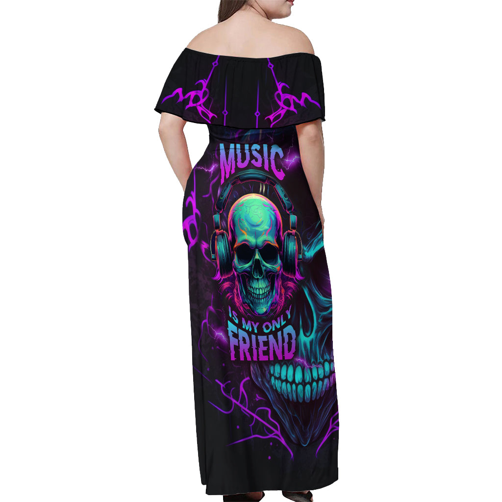 music-is-my-only-friend-skull-off-shoulder-maxi-dress