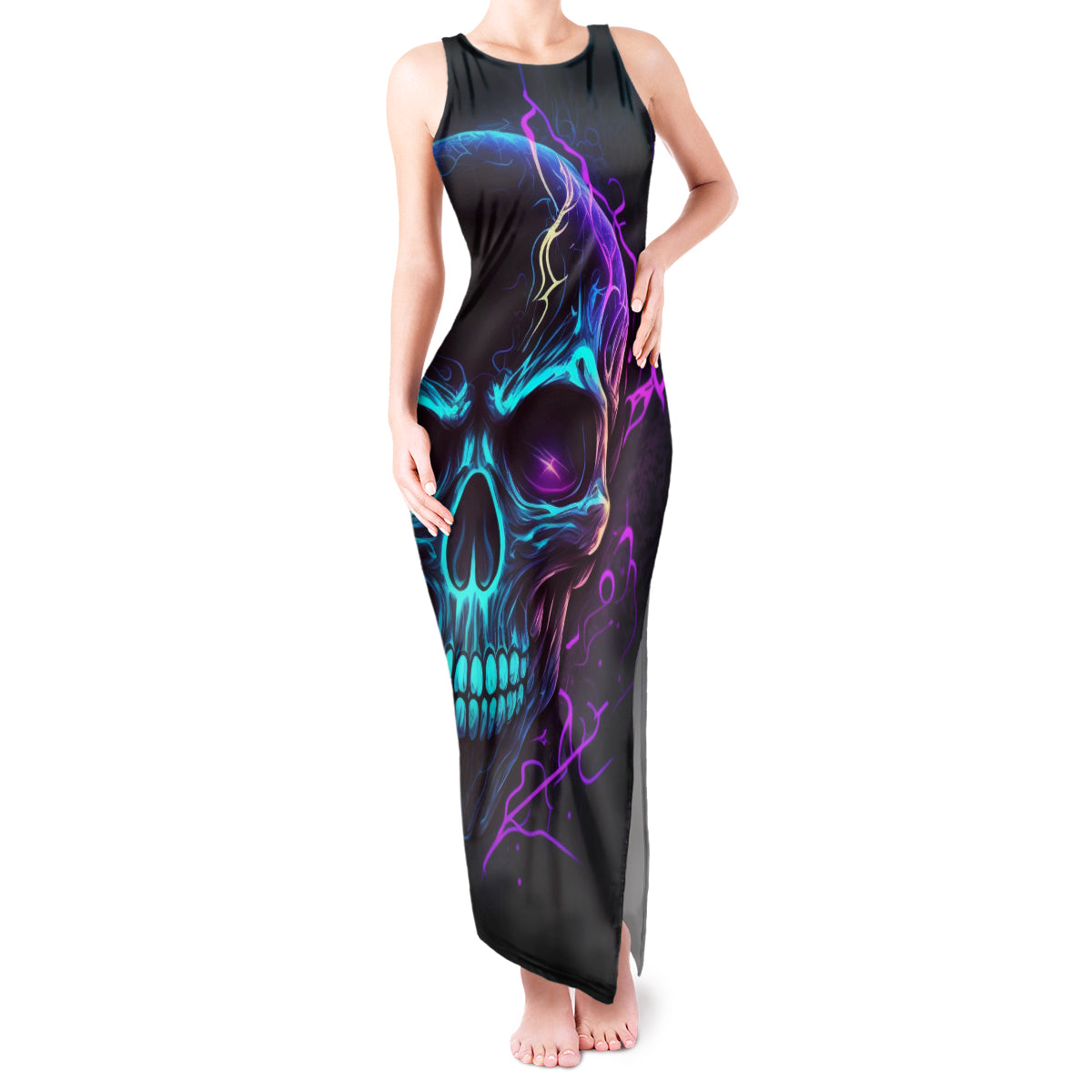 music-is-my-only-friend-skull-tank-maxi-dress