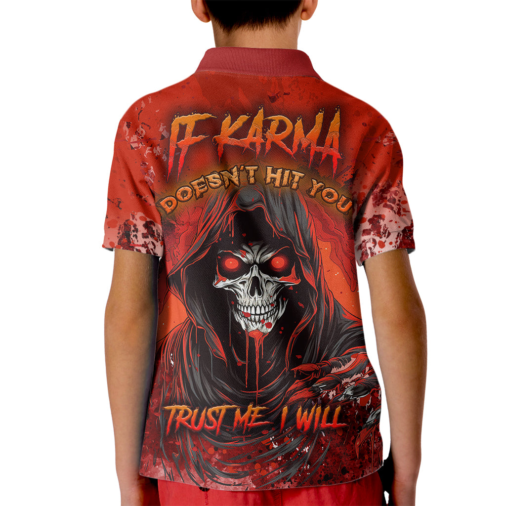 if-karma-doesnt-hit-you-trust-me-i-will-kid-polo-shirt