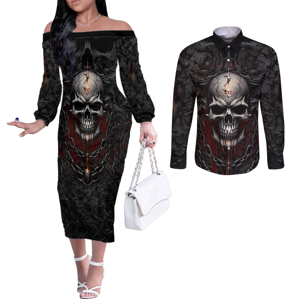be-careful-skull-couples-matching-off-the-shoulder-long-sleeve-dress-and-long-sleeve-button-shirts