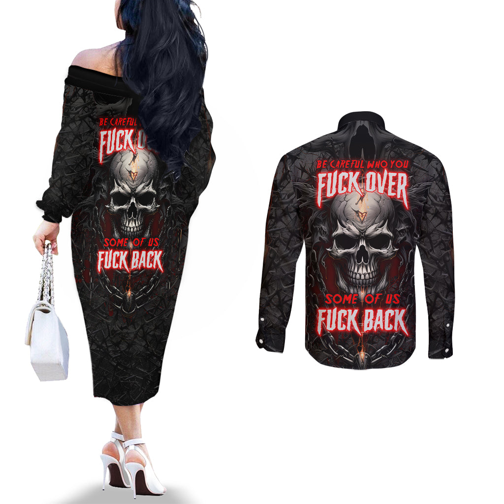 be-careful-skull-couples-matching-off-the-shoulder-long-sleeve-dress-and-long-sleeve-button-shirts