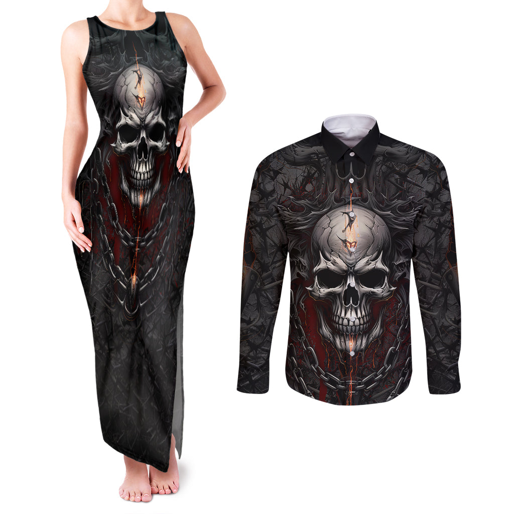 be-careful-skull-couples-matching-tank-maxi-dress-and-long-sleeve-button-shirts