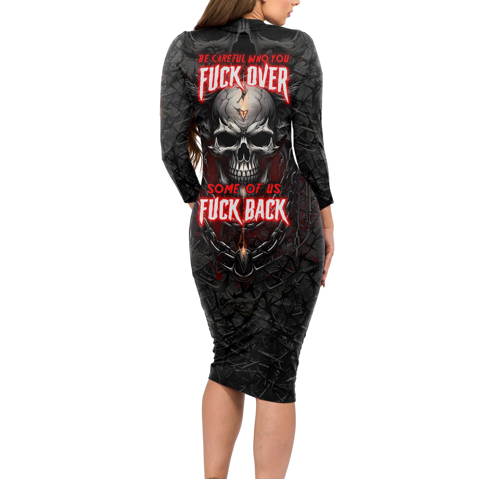 be-careful-skull-long-sleeve-bodycon-dress