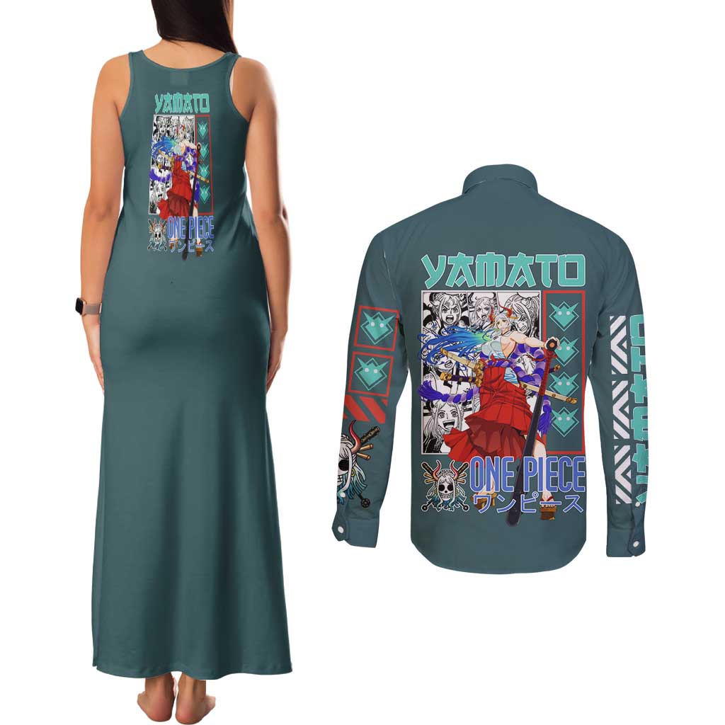 Yamato One Piece Couples Matching Tank Maxi Dress and Long Sleeve Button Shirt Anime Style TS04