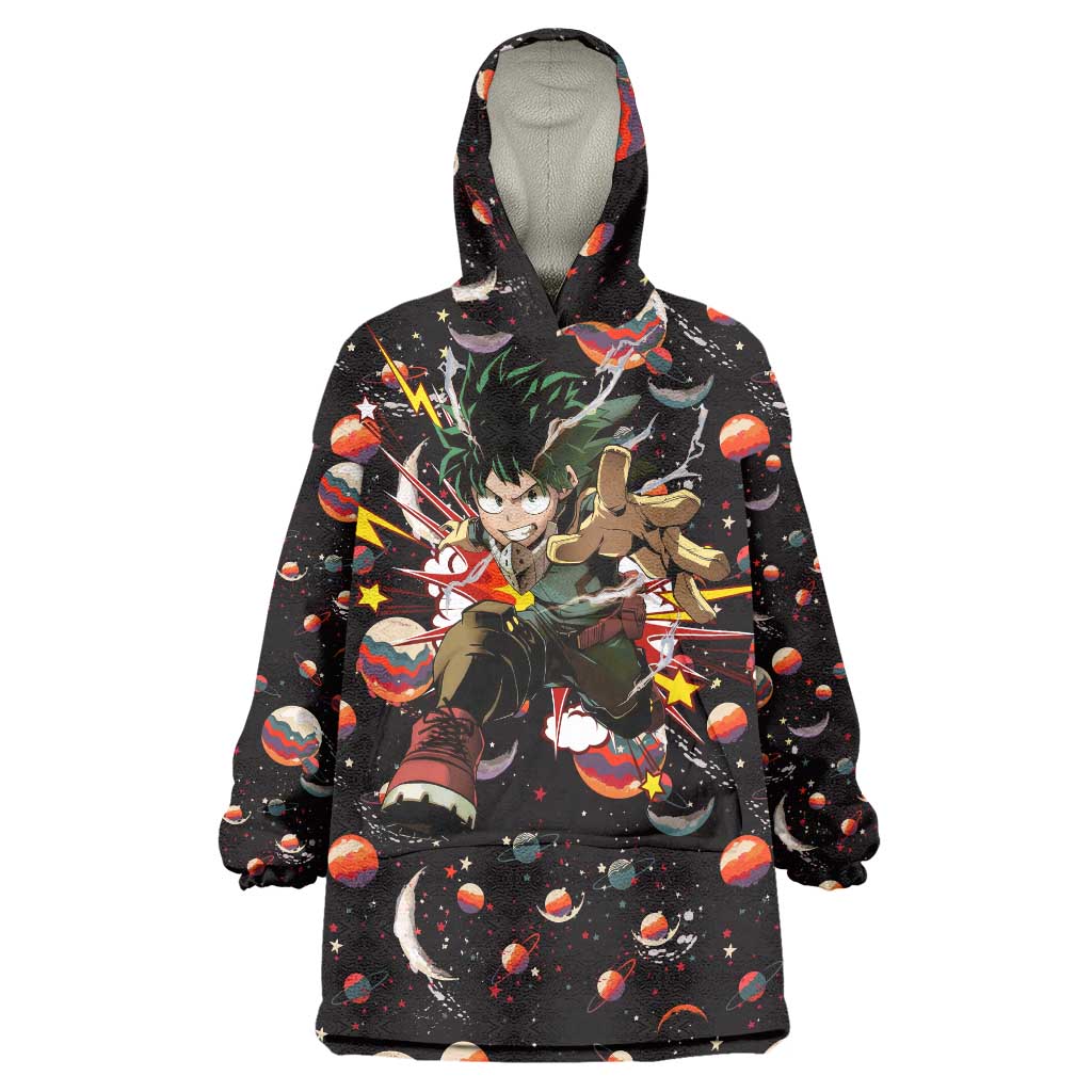 Retro Universe Deku My Hero Academia Wearable Blanket Hoodie Anime Mid Cosmic Pattern Style