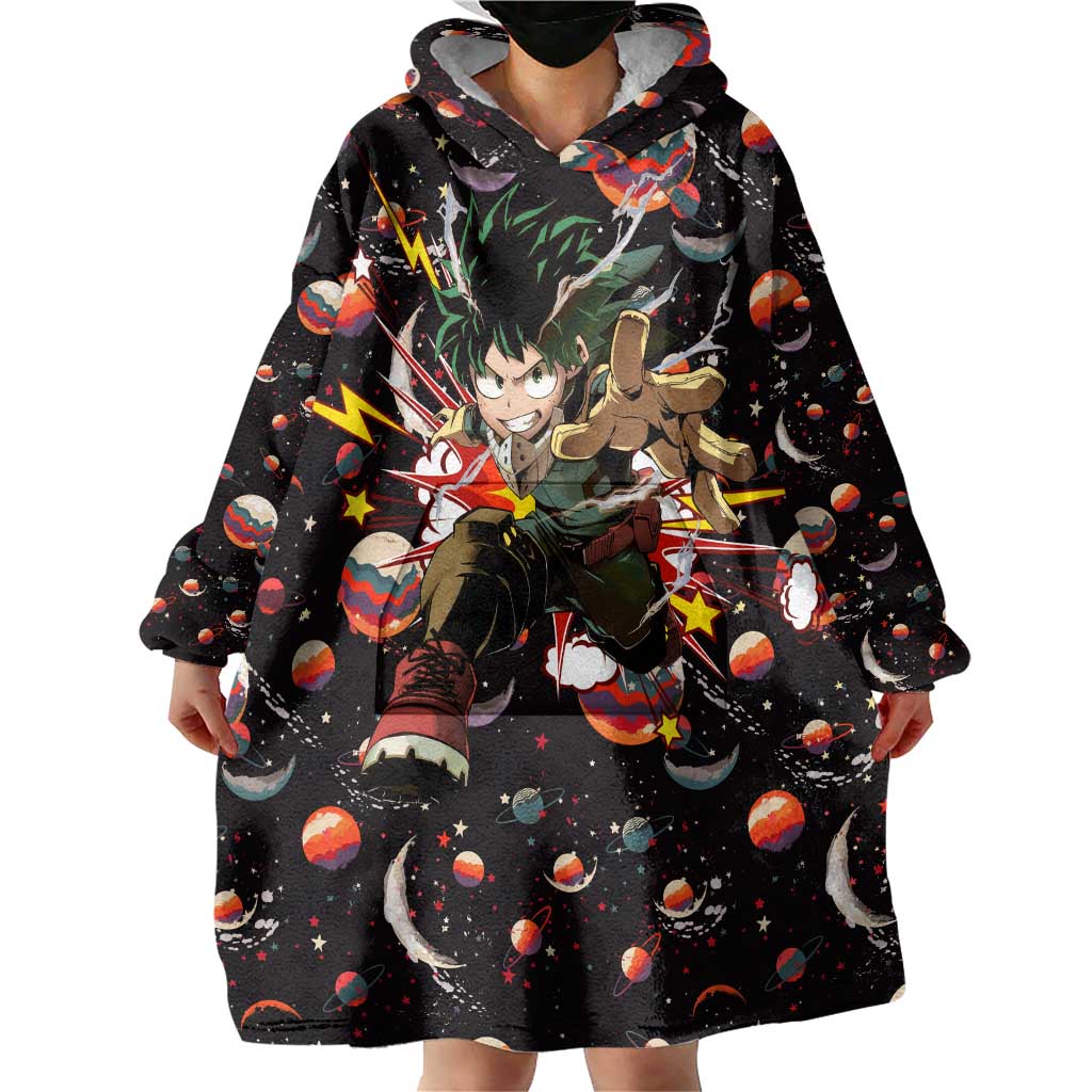 Retro Universe Deku My Hero Academia Wearable Blanket Hoodie Anime Mid Cosmic Pattern Style