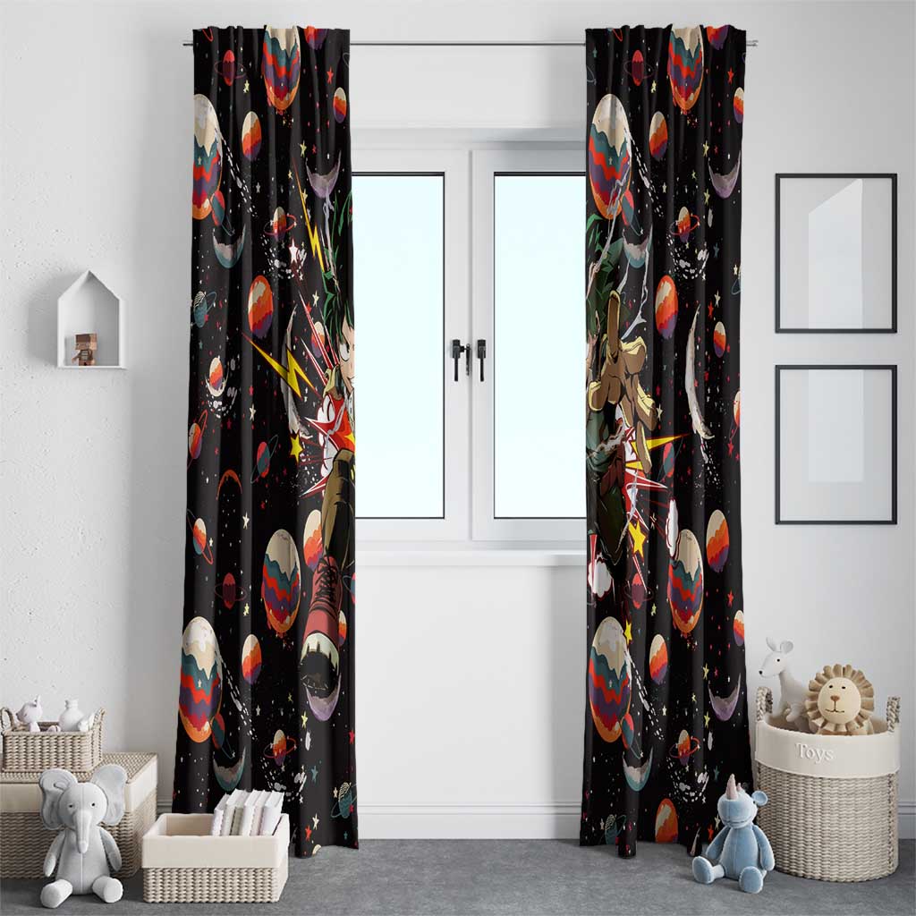 Retro Universe Deku My Hero Academia Window Curtain Anime Mid Cosmic Pattern Style