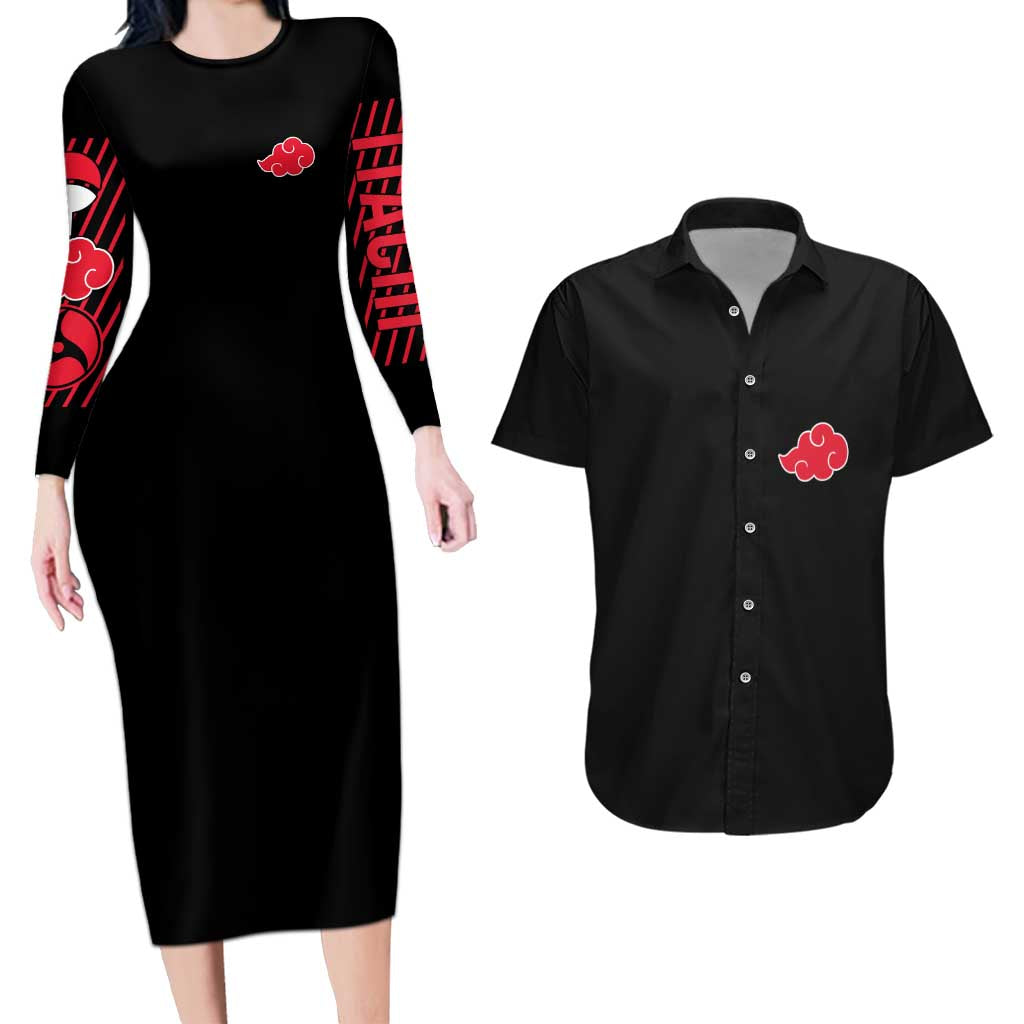 Uchiha Itachi V3 Naruto Couples Matching Long Sleeve Bodycon Dress and Hawaiian Shirt Anime Style